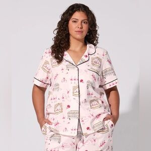 Bead Head PJs Swan Lake Pajama Shirt Women’s 3X Pink Short Sleeve Stretch Jersey